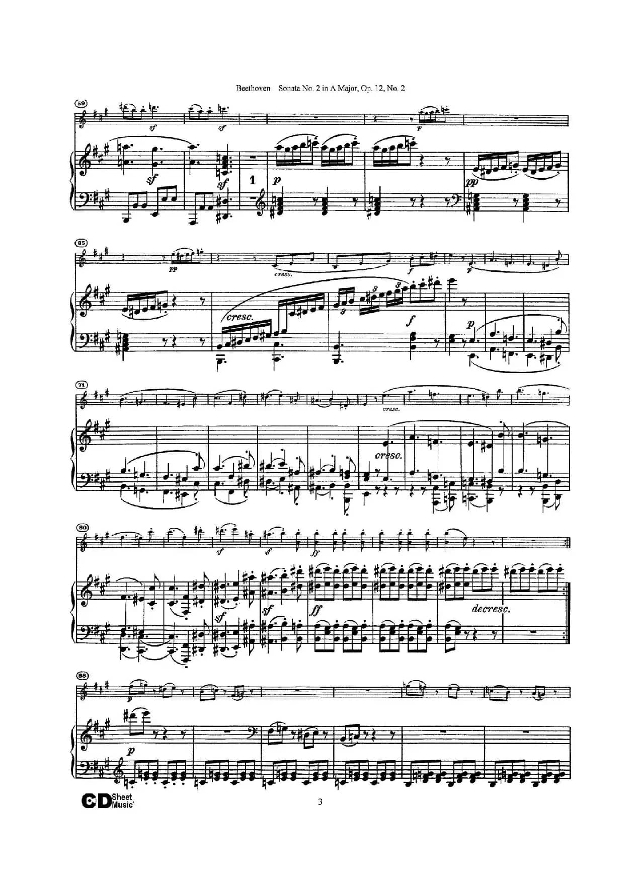 A大调第二小提琴奏鸣曲（Sonata No.2 in A Major Op.12,No.2）（小提琴+钢琴伴奏）