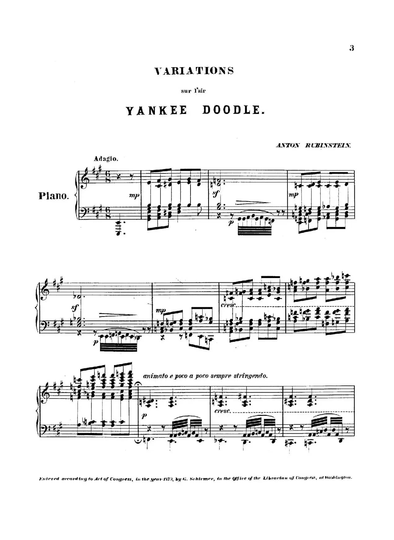 Variations on Yankee Doodle from Miscellenies Op.93（扬基嘟得主题变奏曲）