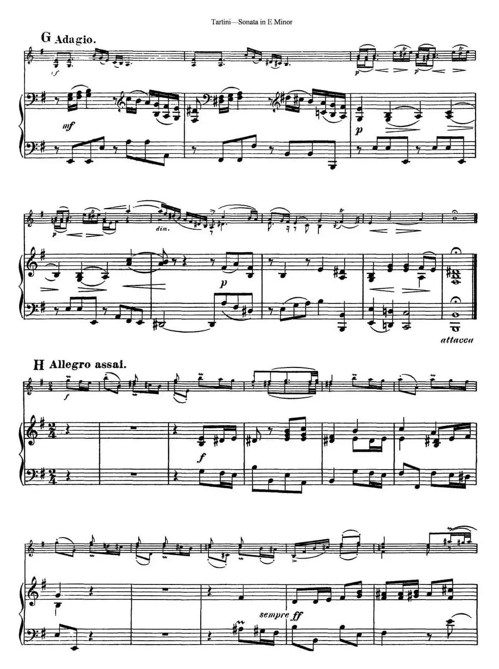 Violin Sonata in E Minor（小提琴+钢琴伴奏）