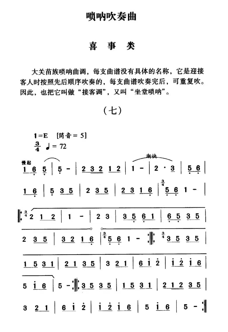 大关苗族唢呐吹奏曲调：喜事类（七）