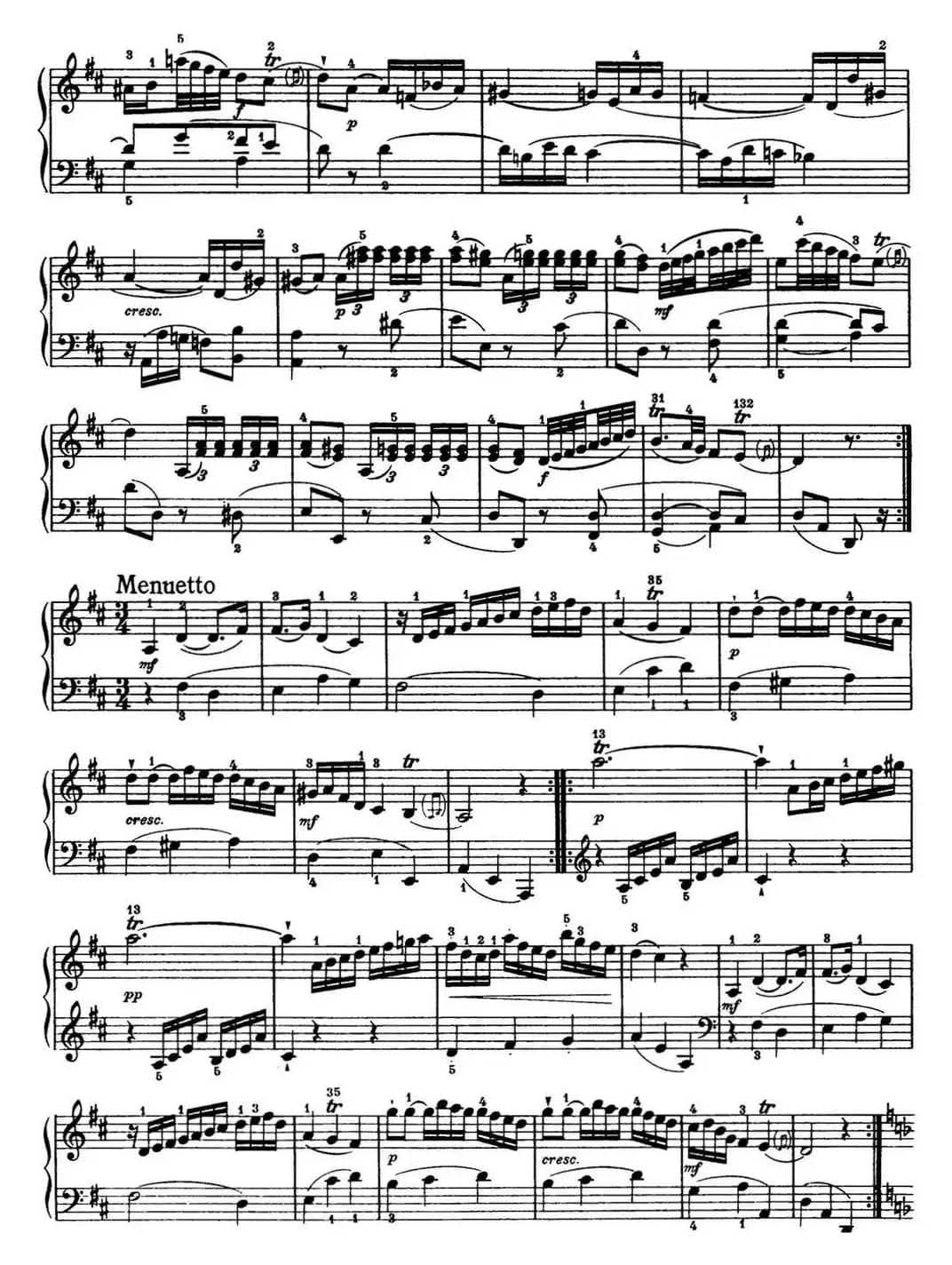 海顿 钢琴奏鸣曲 Hob XVI 14 Partita D major