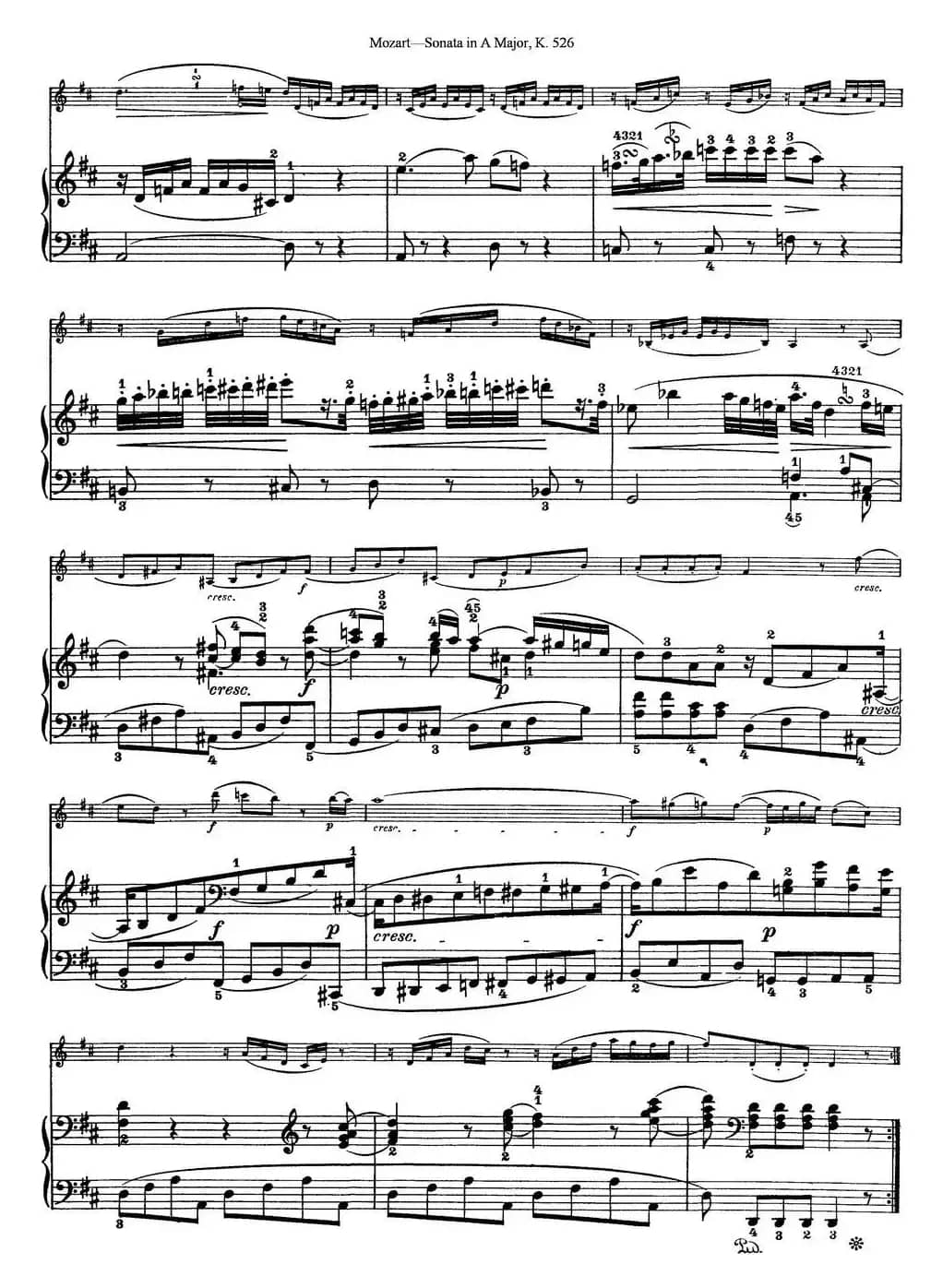 Violin Sonata in A Major K.526（小提琴+钢琴伴奏）