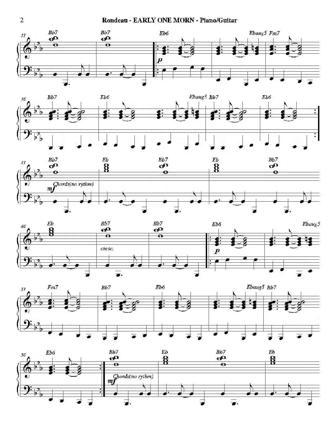 EARLY ONE MORN（钢琴吉他分谱）