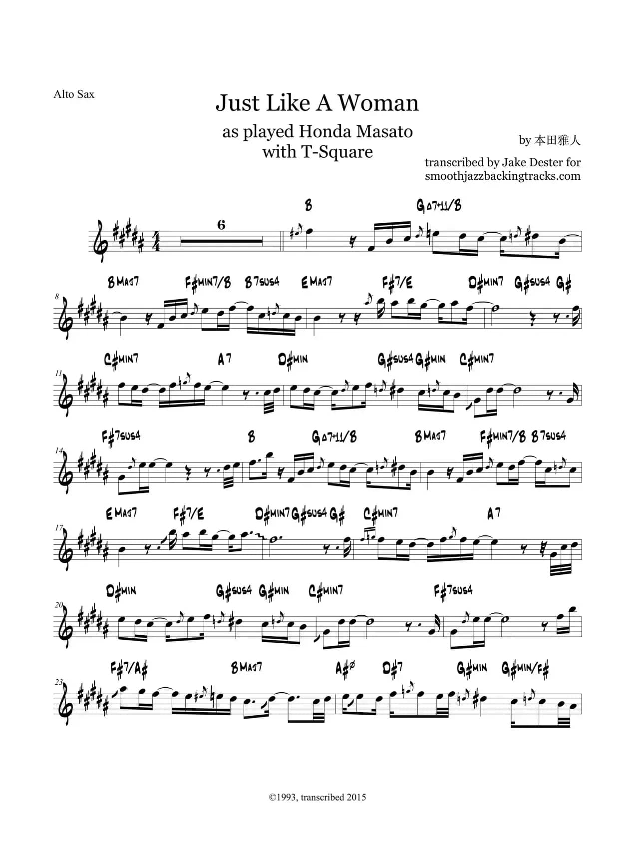 Just Like A Woman（中音萨克斯）