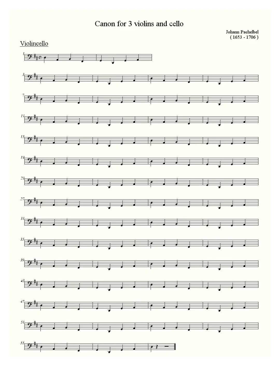 canon for 3 violins and cello（卡农小提琴和大提琴三重奏）