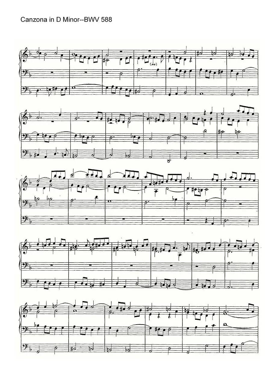 Canzona in D Minor--BWV 588(管风琴谱)