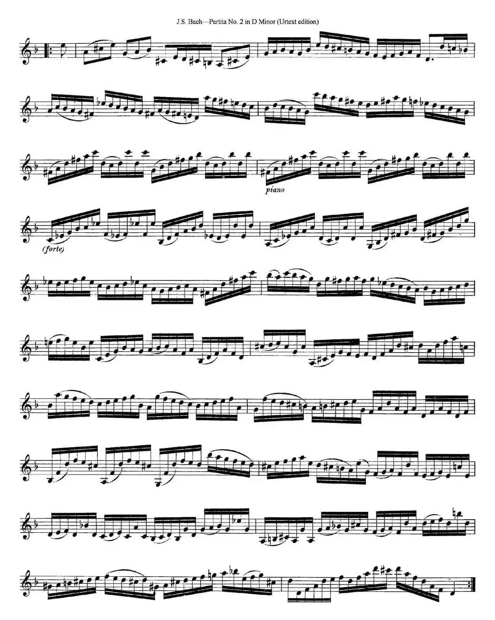 6 Violin Sonatas and Partitas 4.Partita No.2 in D Minor（Urtext edition）