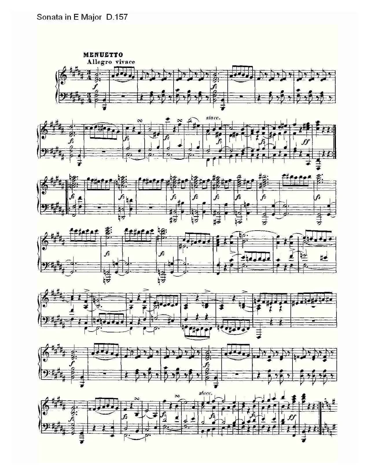 Sonata in E Major D.157（E大调奏鸣曲 D.157）