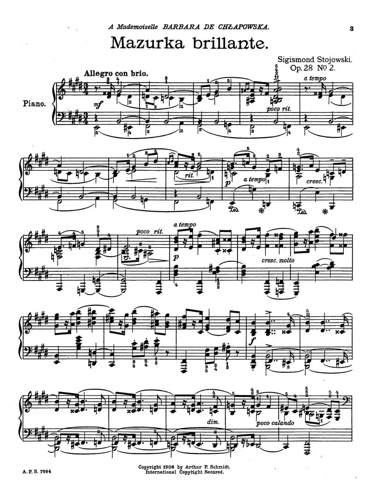 2首玛祖卡舞曲（2）（Two Mazurkas Op.28 No.2）