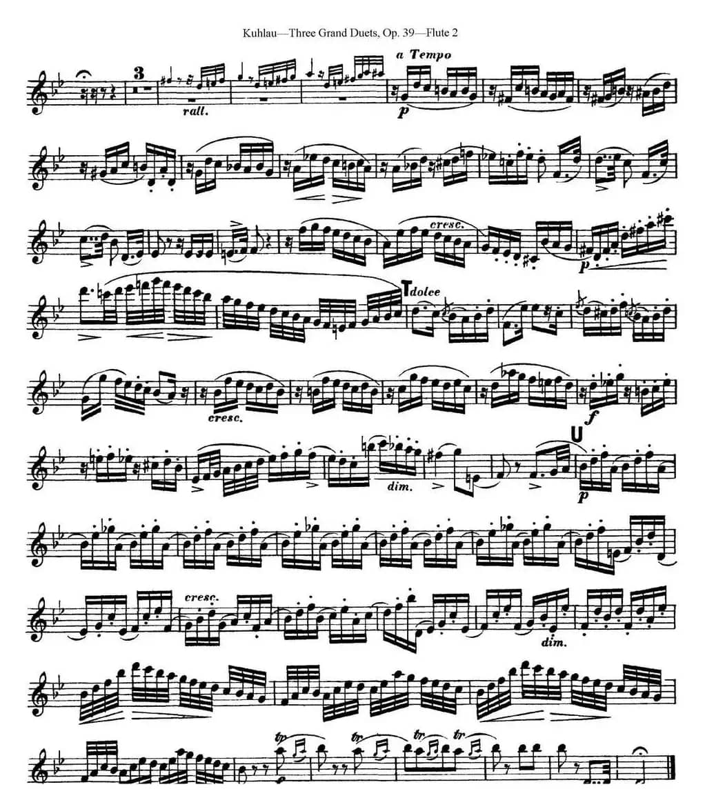 库劳长笛二重奏大练习曲Op.39——Flute 2（No.2）