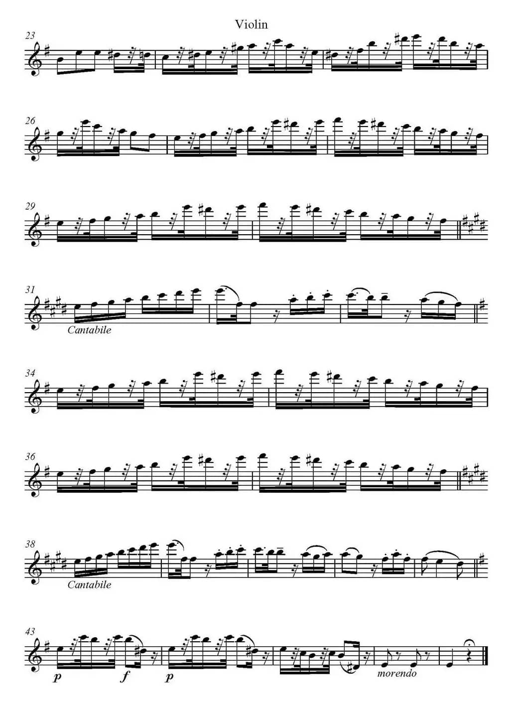 帕格尼尼六首《小提琴和吉他二重奏》 (M.S.110)（小提琴分谱）