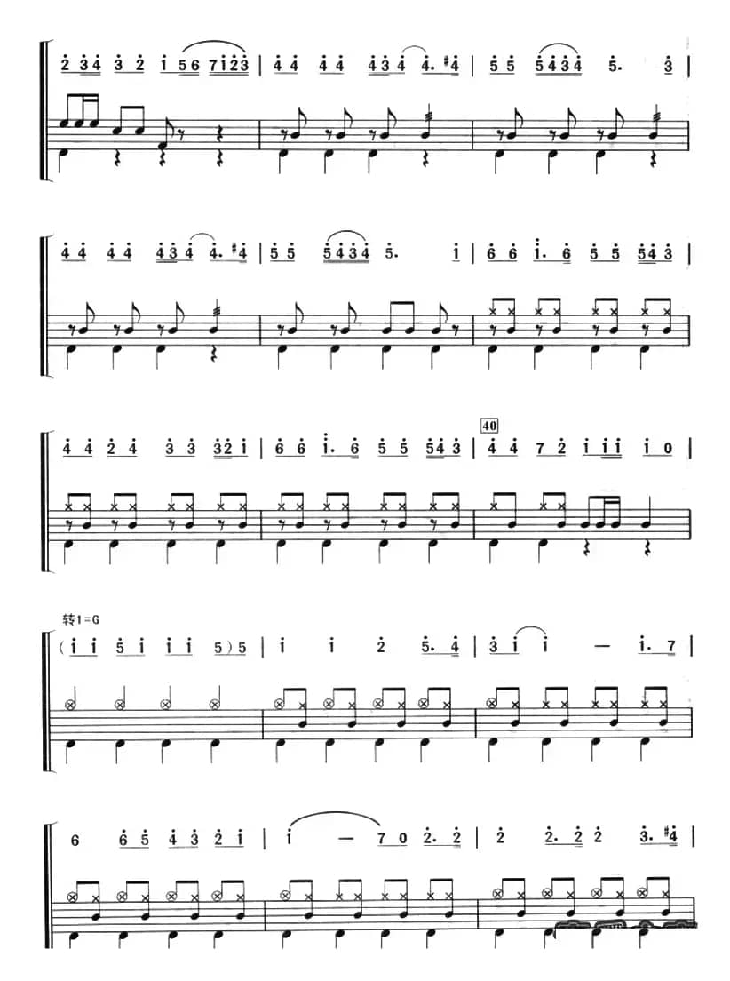 巡逻兵进行曲（架子鼓、主旋律+鼓谱）