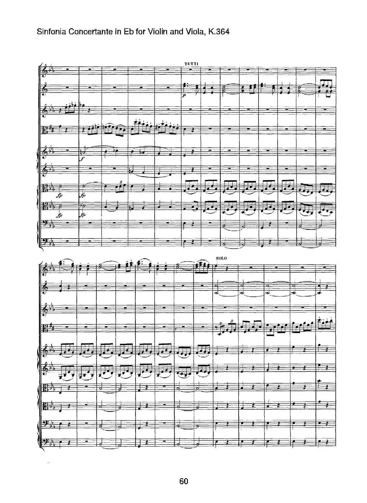 降E大调交响协奏曲（《Sinfonia Concertante in Eb》for Violin and Viola K.364）