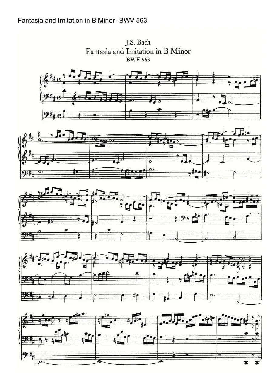 Fantasia and Imitation in B Minor--BWV 563（管风琴谱）