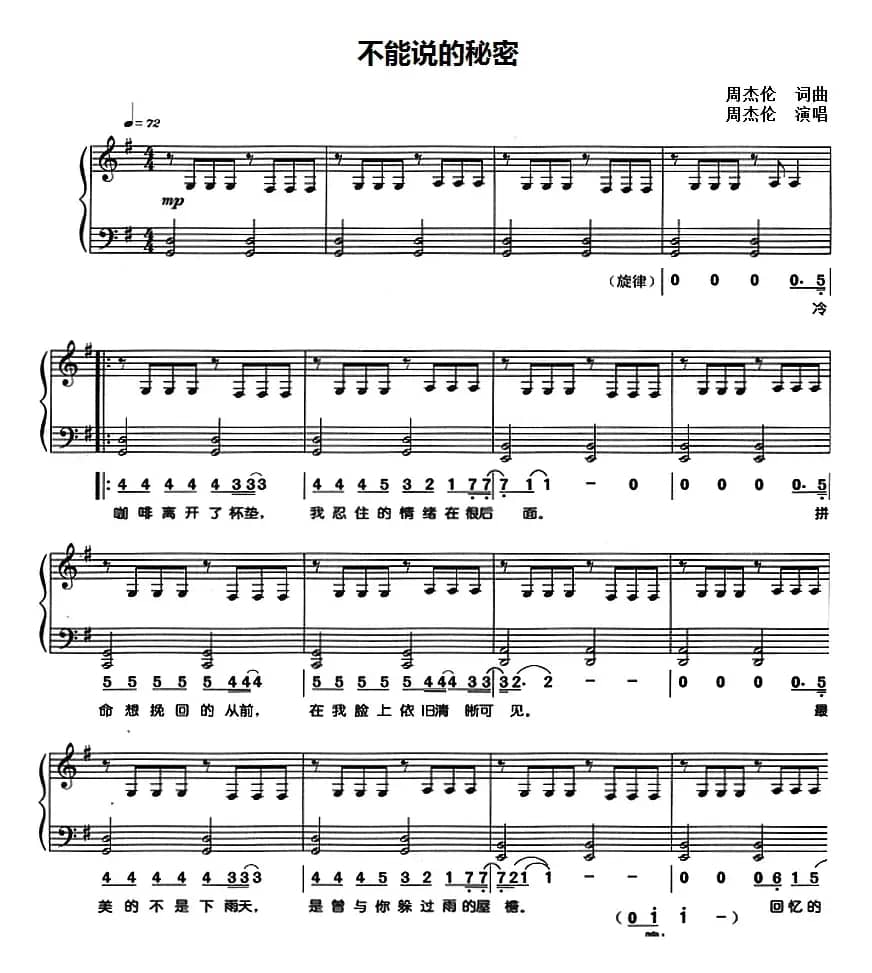 不能说的秘密（钢琴弹唱）
