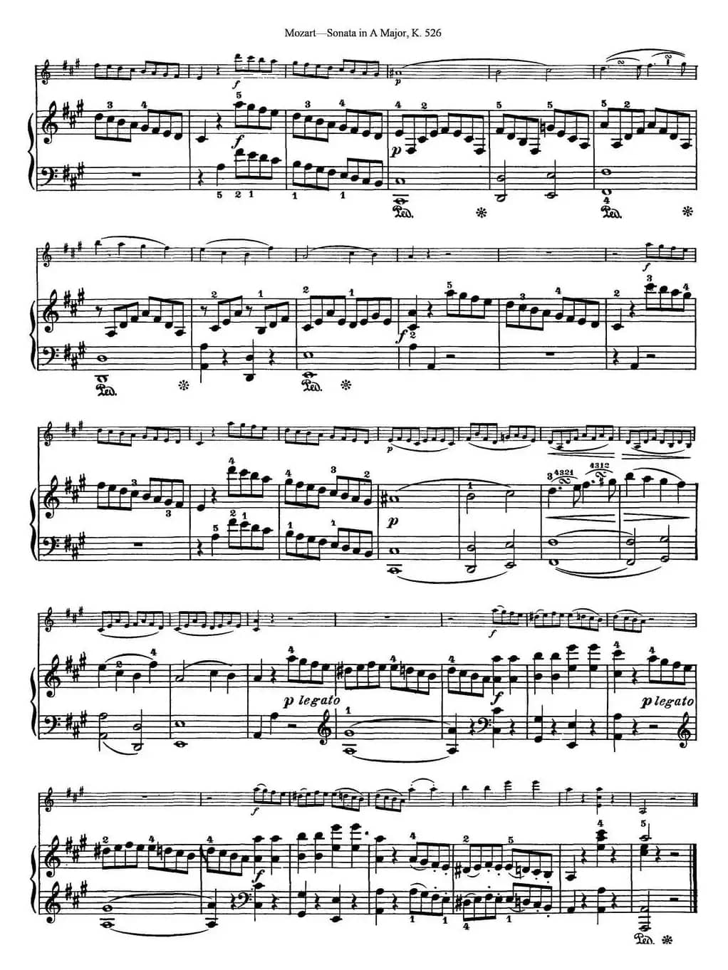 Violin Sonata in A Major K.526（小提琴+钢琴伴奏）