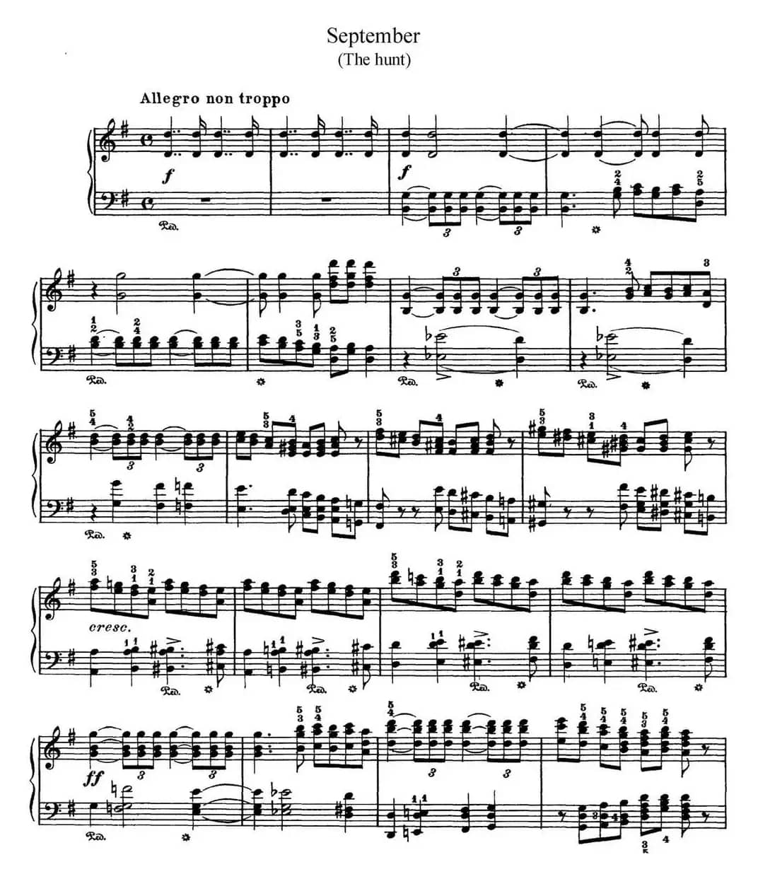 柴可夫斯基 四季 9月 狩猎之歌 G大调 The Hunt G major