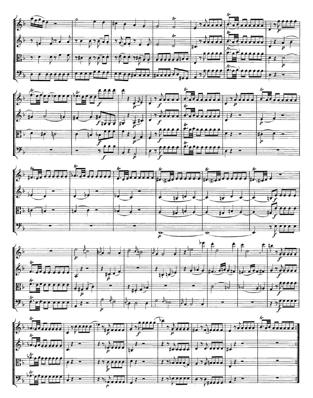 Mozart《Quartet No.13 in D Minor,K.173》（总谱）