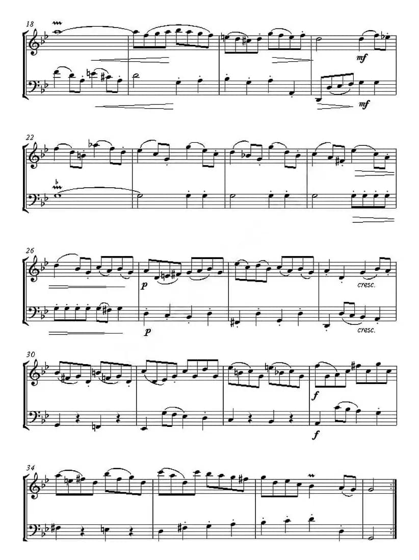 Gavotte from English Suite,No.3 in G minor(加沃特舞曲)(小提琴、大提琴二重奏)