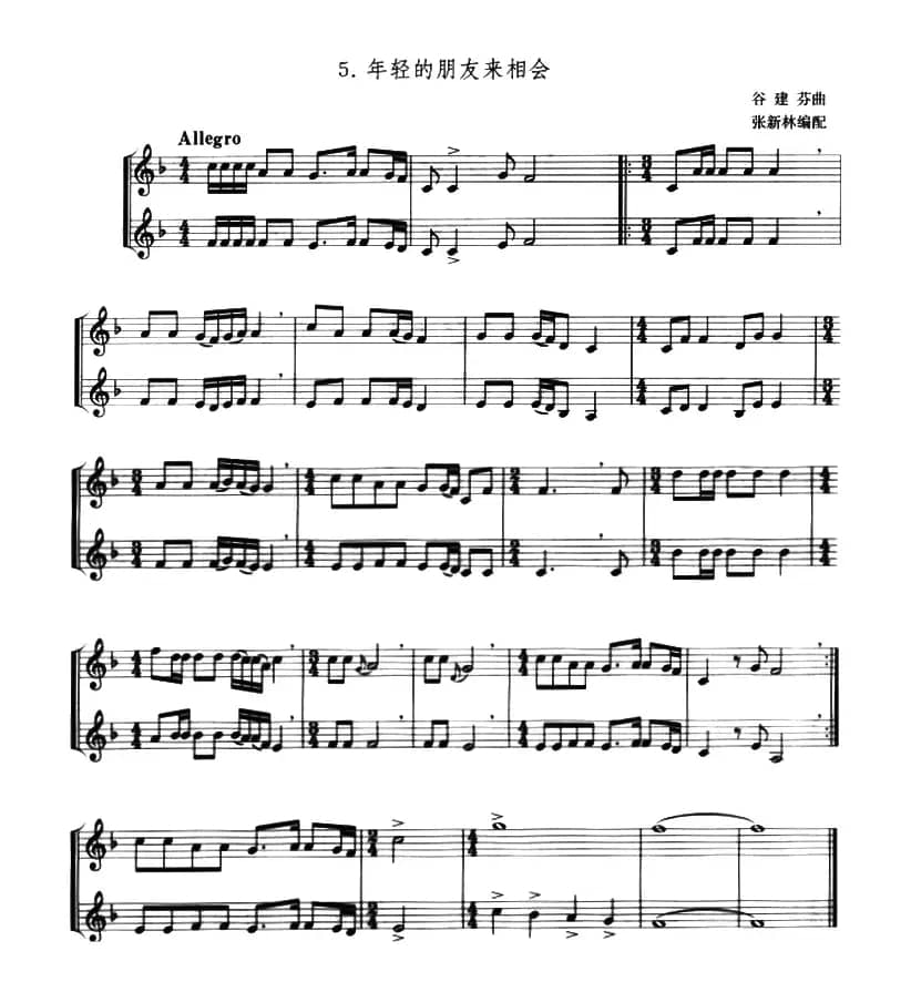 年轻的朋友来相会（小号二重奏）