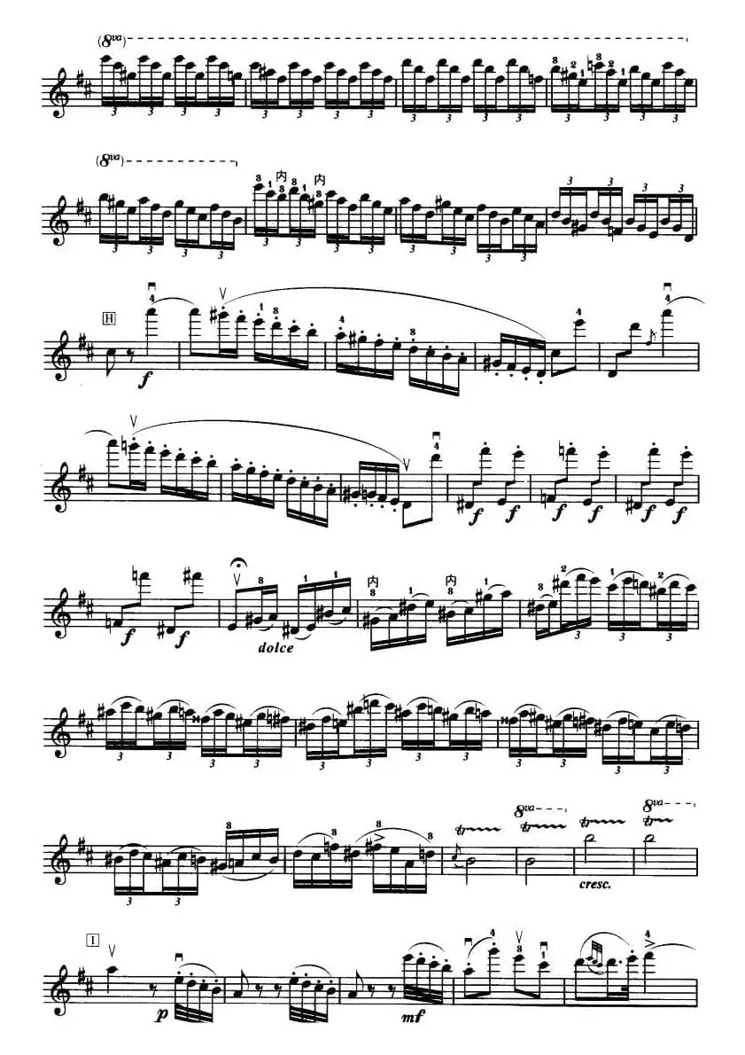 D大调小提琴协奏曲（二胡移植五线谱）