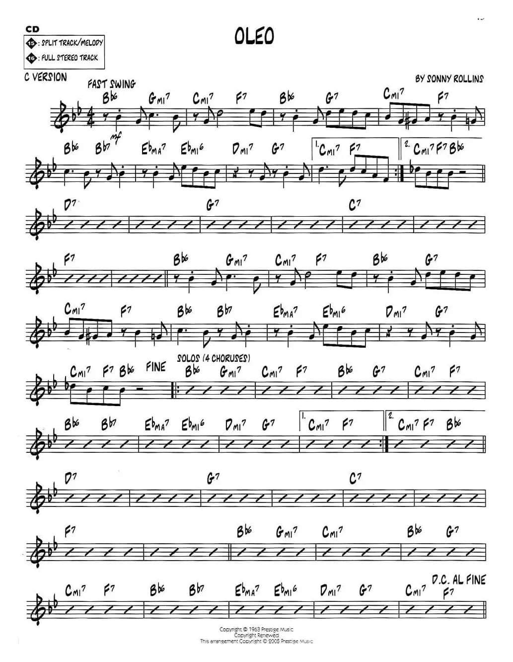 OLEO（jazz系列萨克斯谱）