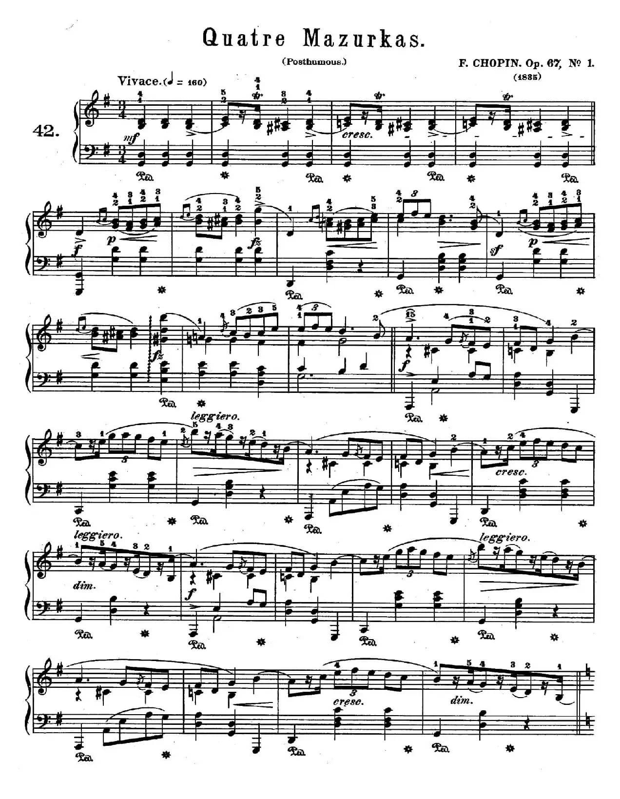 Quatre Mazurkas Op.67 Op.1（4首玛祖卡舞曲·1）