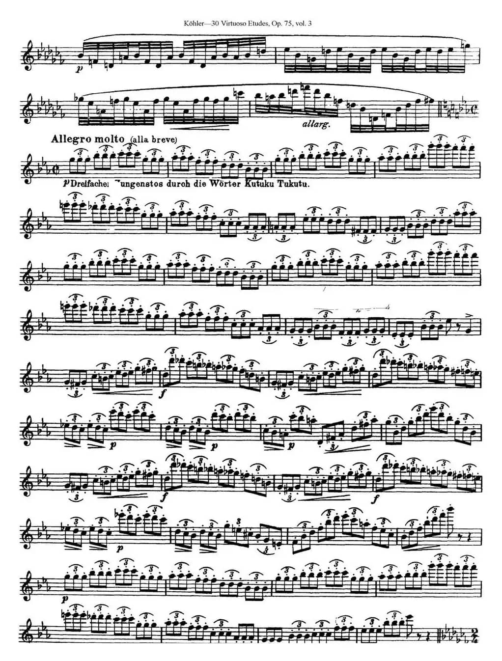 柯勒30首高级长笛练习曲作品75号（NO.24）