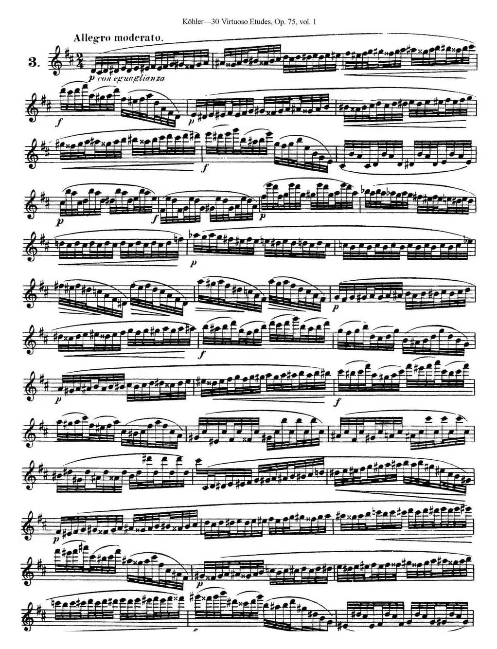 柯勒30首高级长笛练习曲作品75号（NO.3）