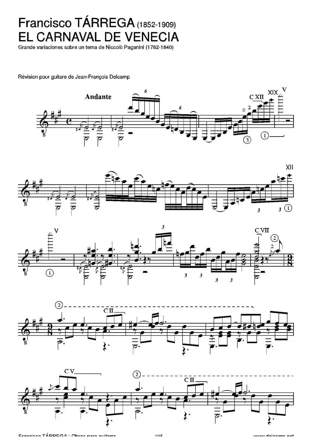 EL CARNAVAL DE VENECIA(Grande variaciones sobre un tema de Niccolo Paganini)（古典吉他）