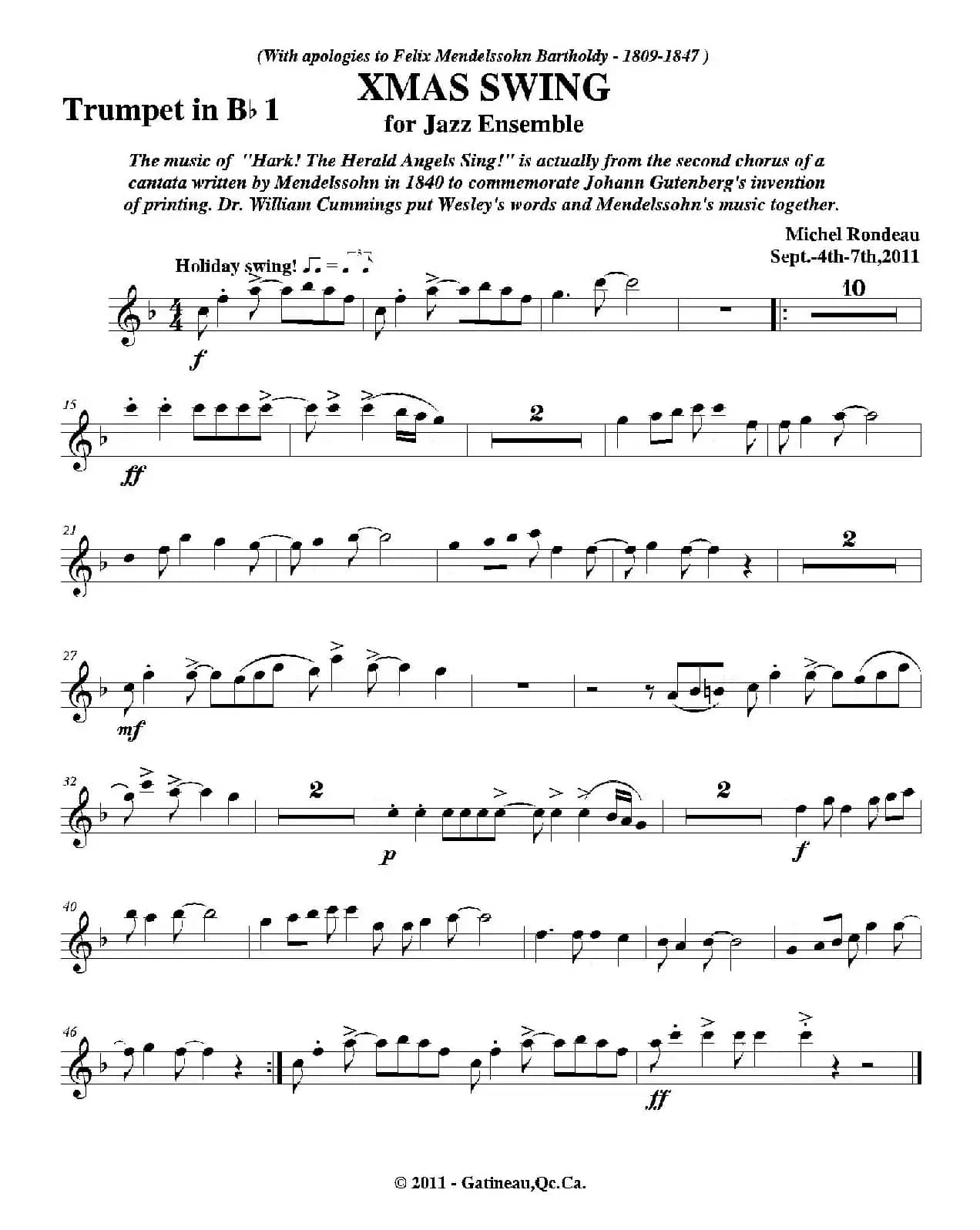 XMAS SWING（第一降B小号分谱）