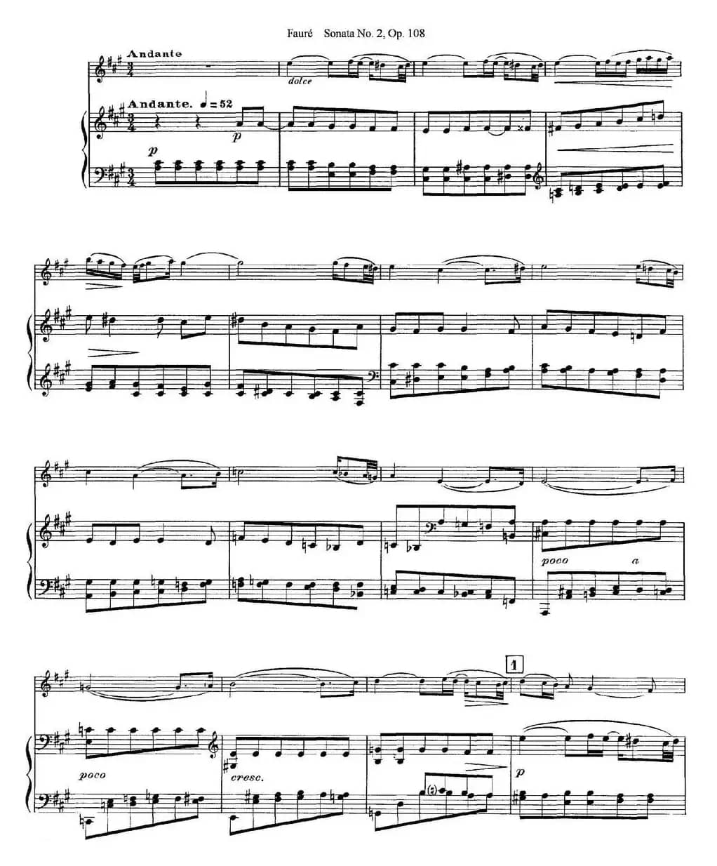 Violin Sonata No.2 Op.108（小提琴+钢琴伴奏）