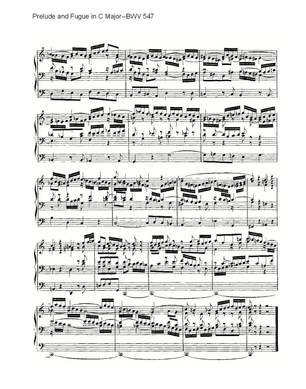 Prelude and Fugue in C Major--BWV 547 (管风琴谱)