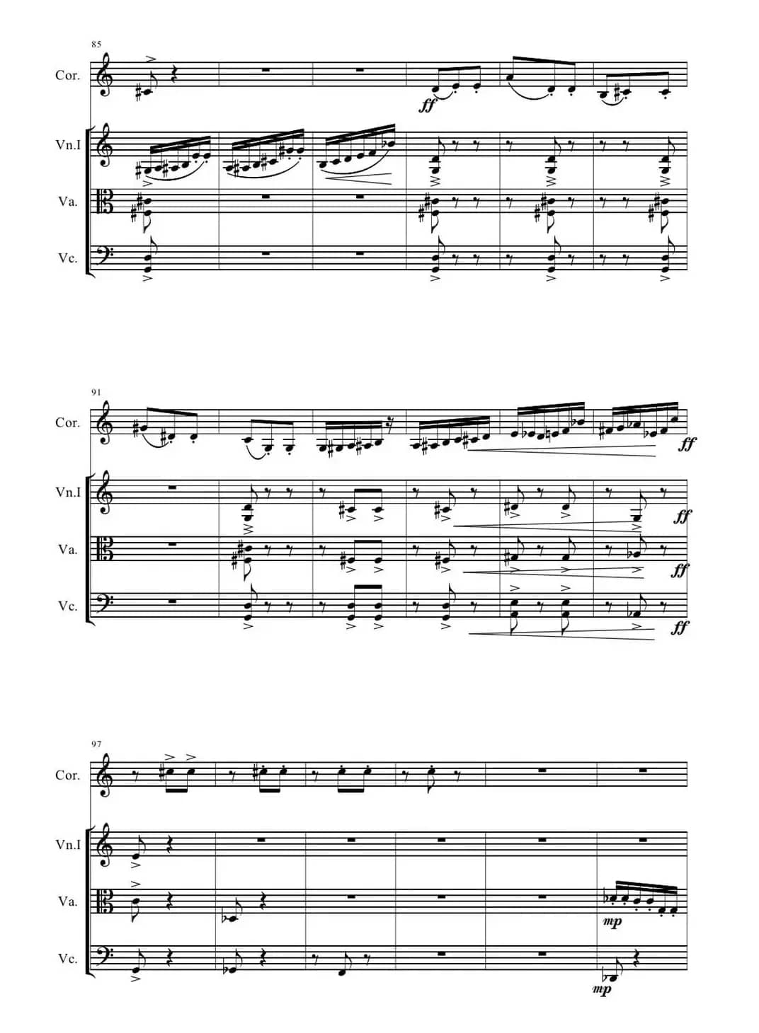 圆号与三件弦乐