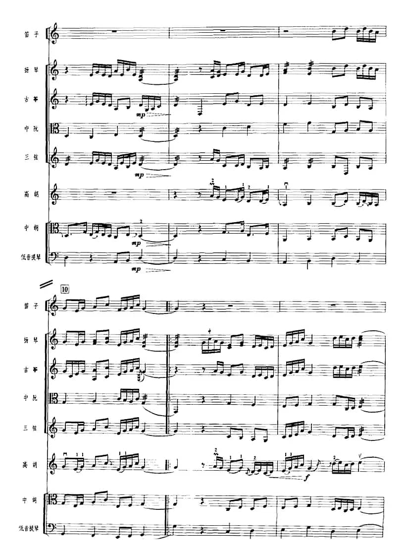 小桃红（广东音乐、高胡+乐队伴奏、五线谱版）