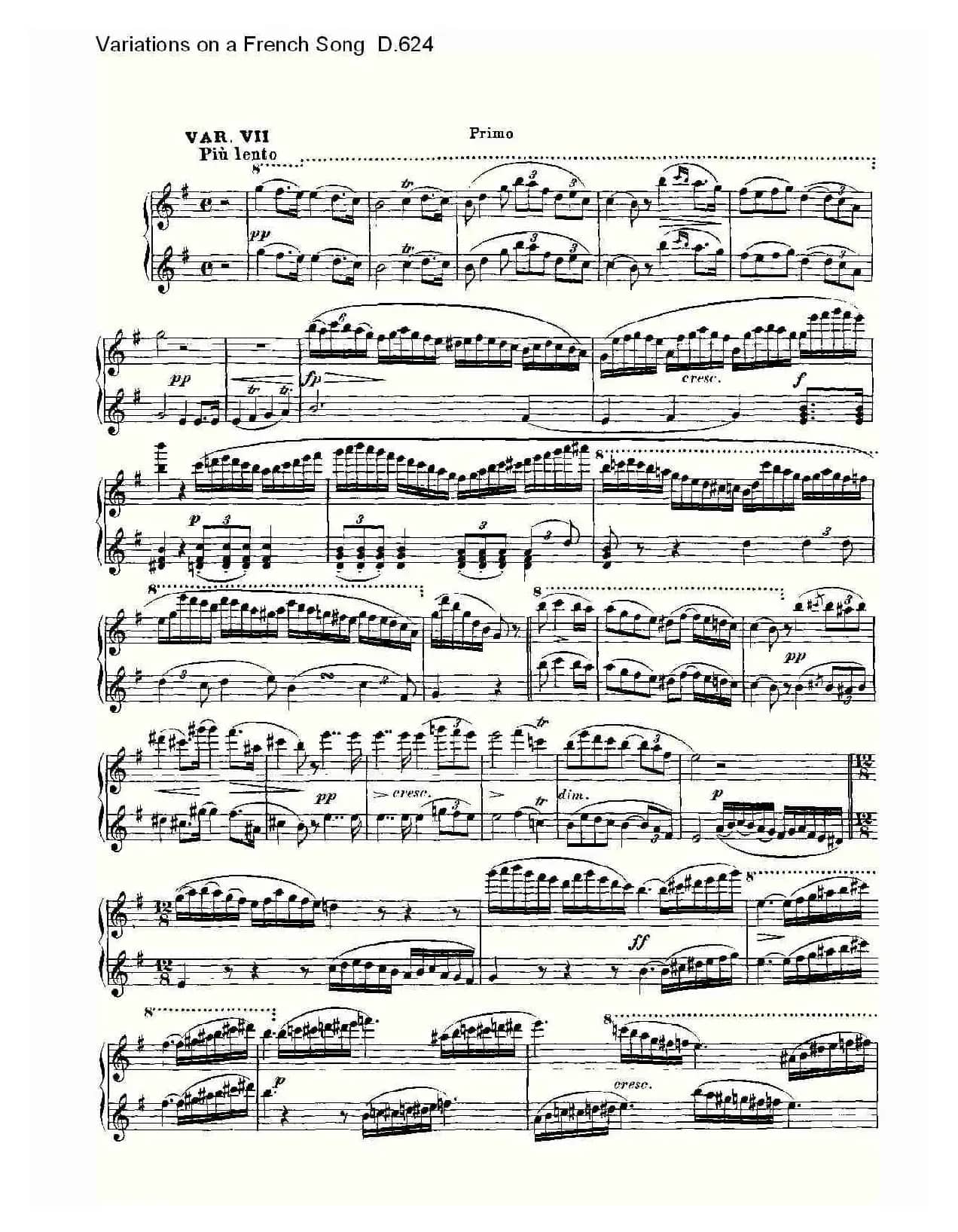 Variations on a French Song D.624（法国歌曲变鸣曲 D.624）
