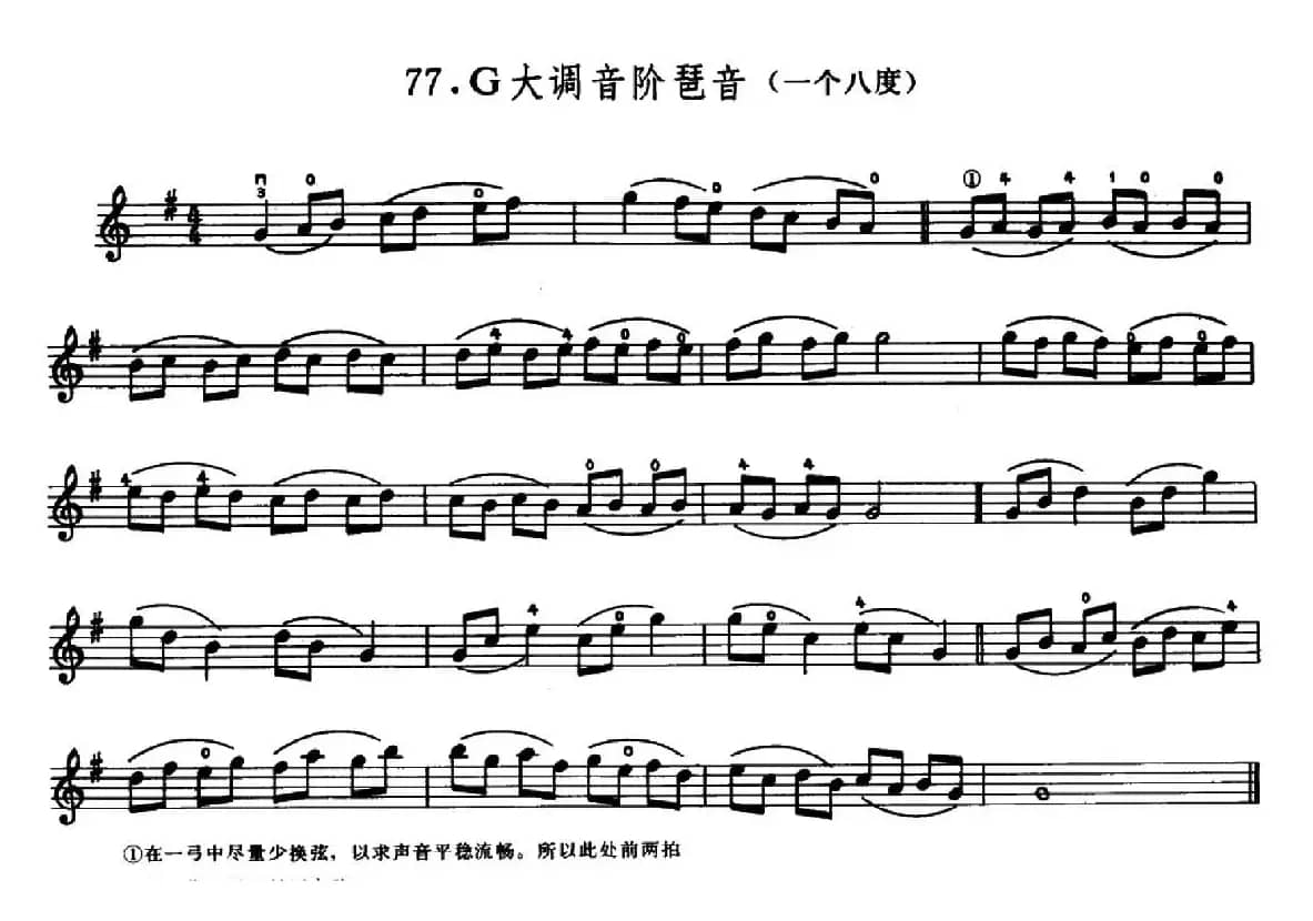 学琴之路练习曲77、G大调音阶琶音（一个八度）