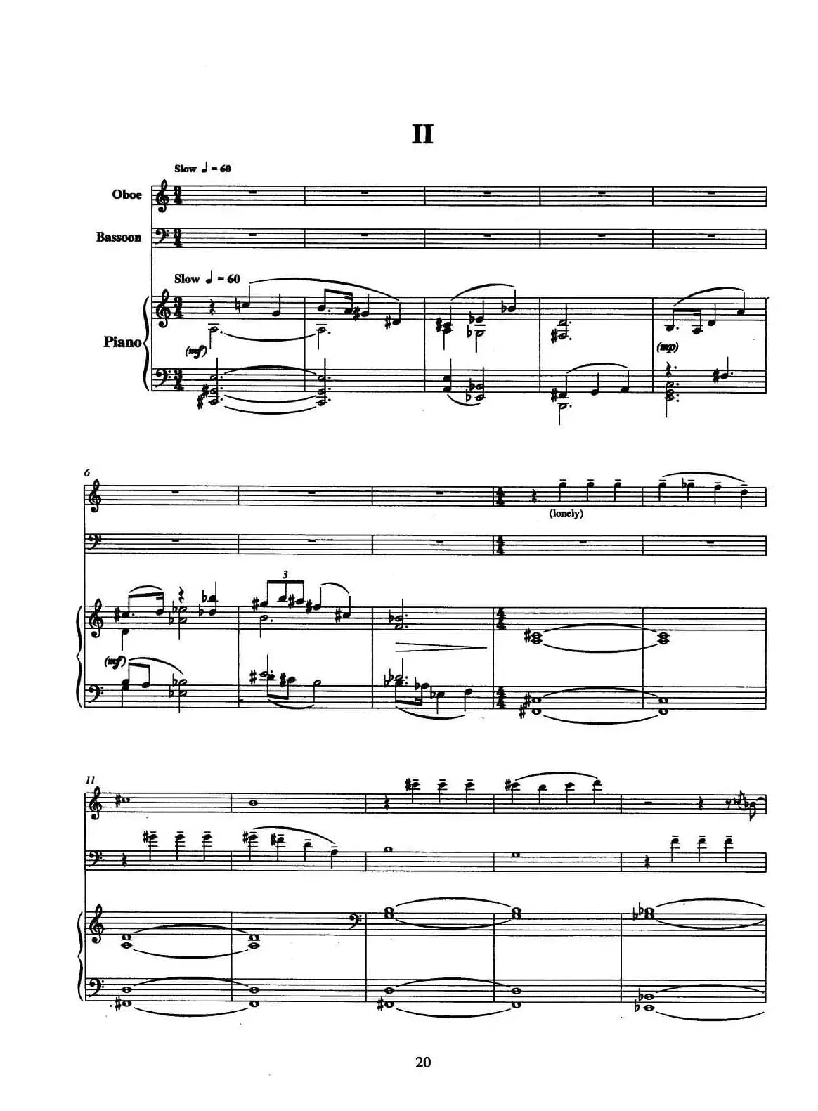 巴松双簧管与钢琴三重奏（2）（总谱）