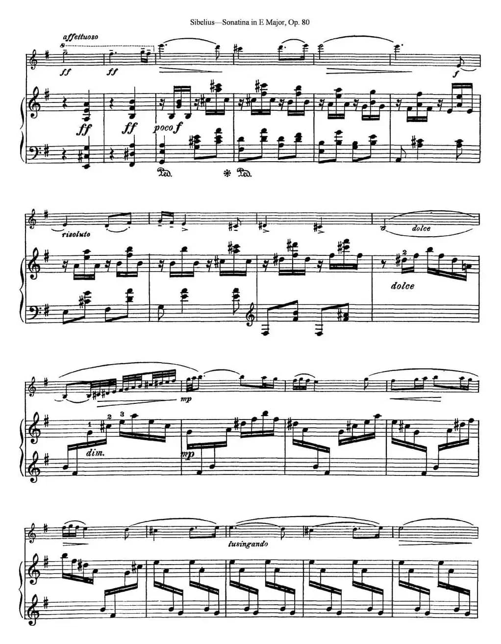 Violin Sonatina in E Major Op.80（小提琴+钢琴伴奏）