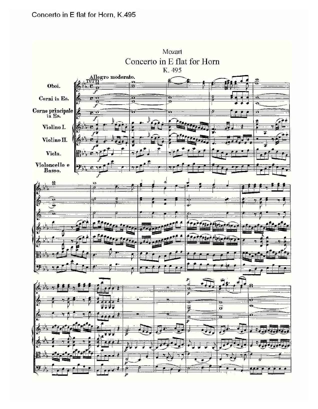 Concerto in E flat for Horn, K.495(Eb调法国号协奏曲, K.4)