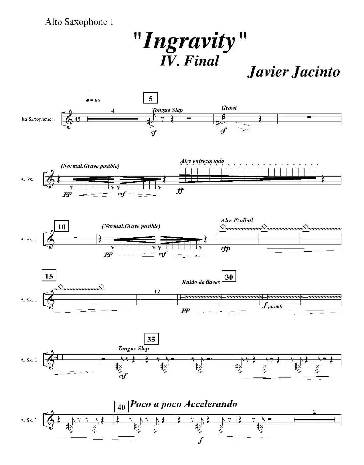 Ingravity（第四乐章）（第一中音萨克斯分谱）