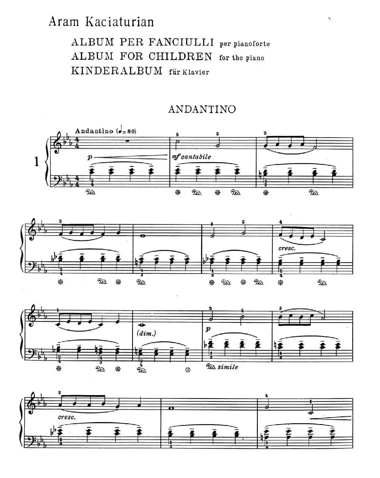 Children's Album Book 1 Op.62（儿童钢琴曲集·1）