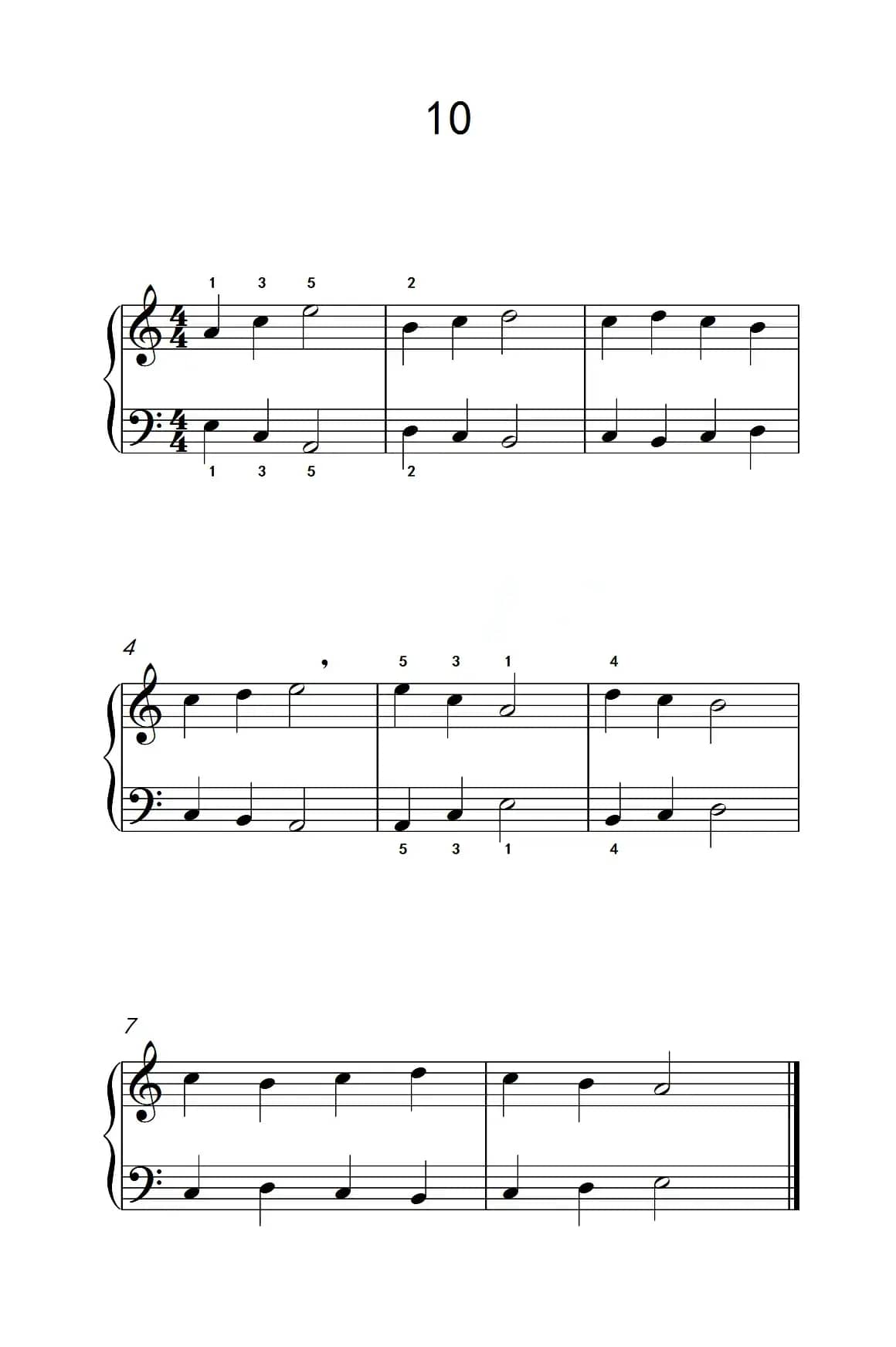 一.非连音练习10（儿童钢琴手指练习 1）