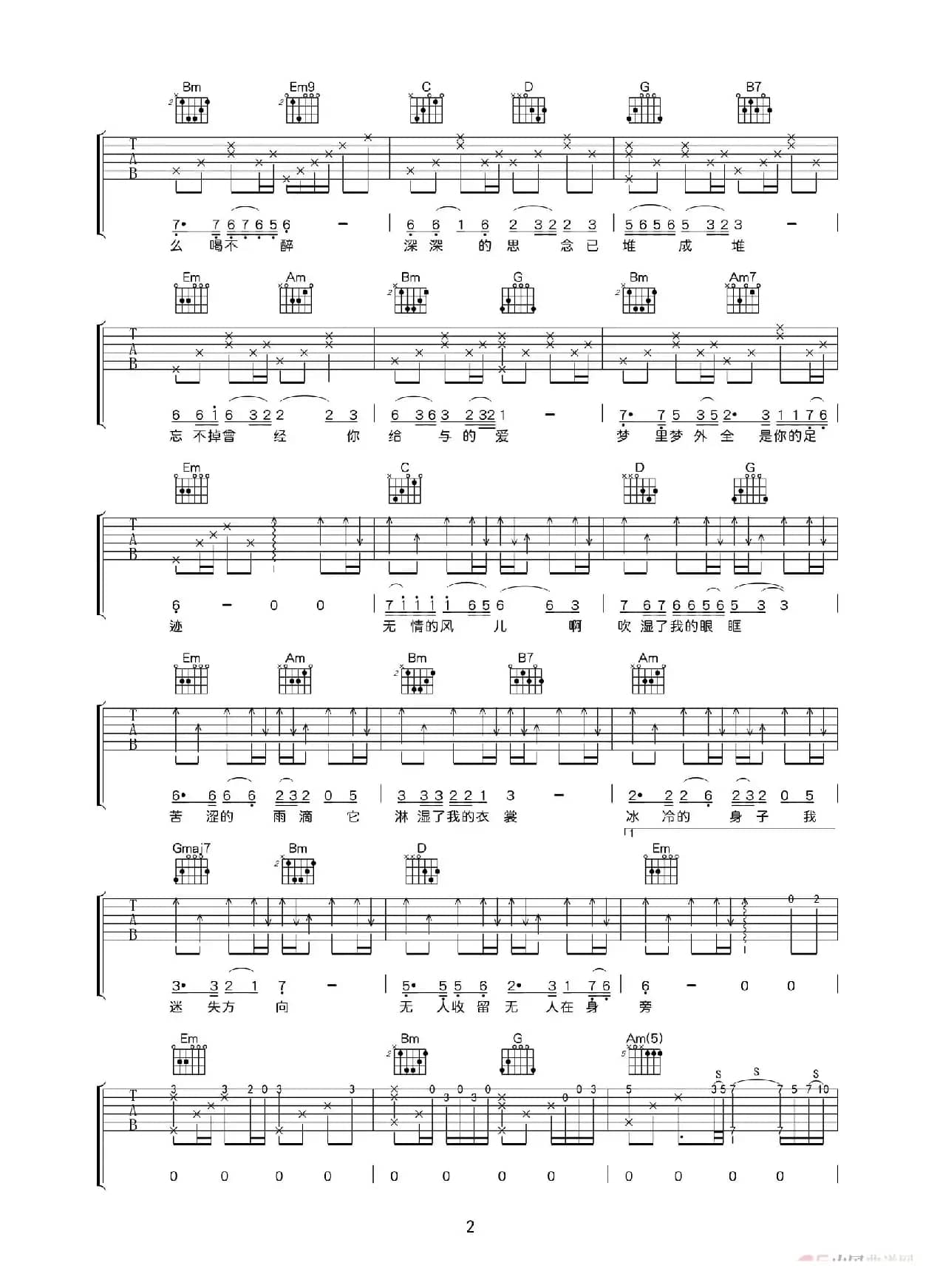 忘不掉的思念（吉他谱）