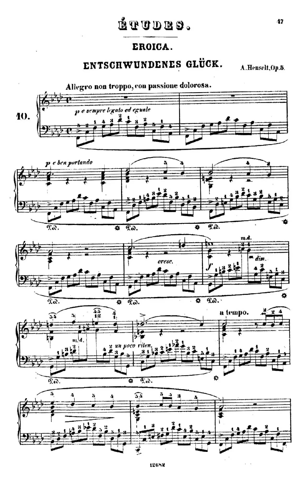 Douze Etudes de Salon Op.5（12首沙龙练习曲·10）