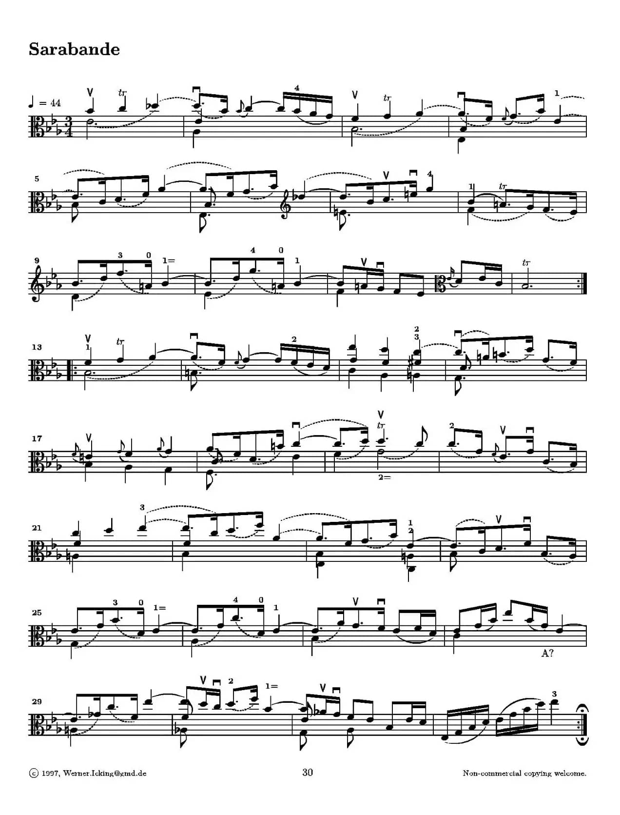 巴赫《无伴奏组曲》Ⅳ（中提琴）