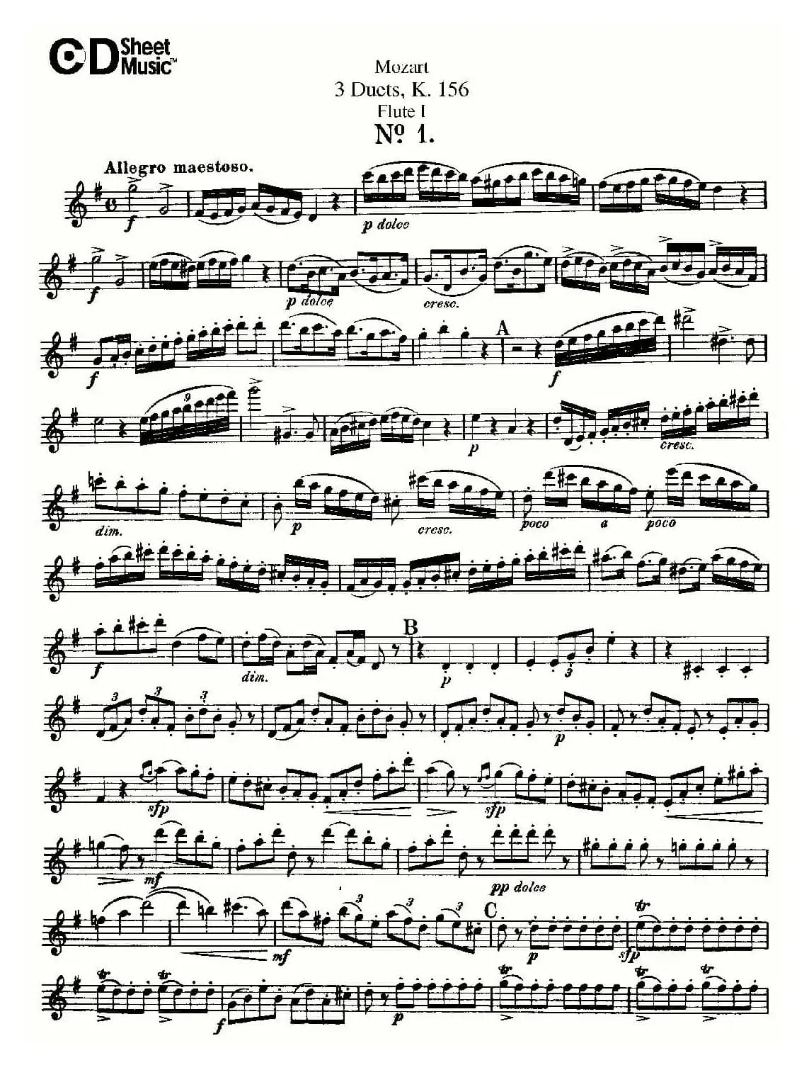 3 Duets K.156 之第一长笛（二重奏三首 K156号）