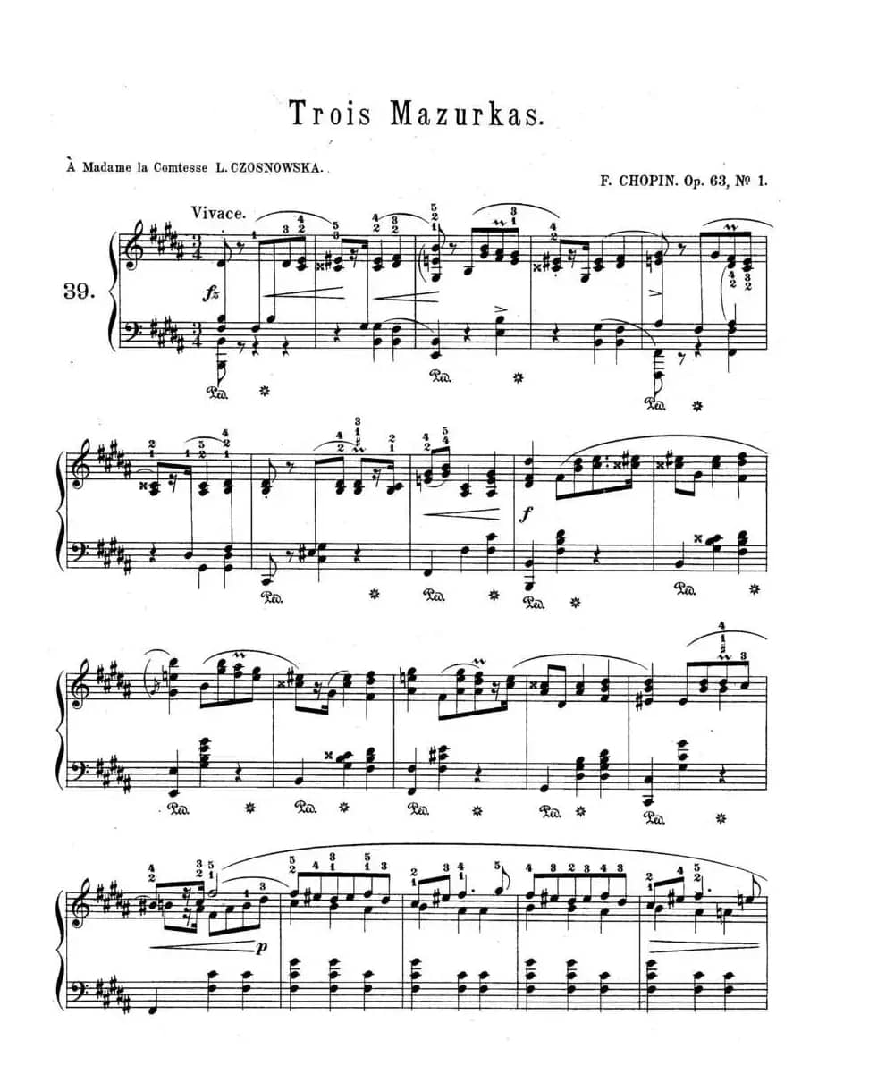 Trois Mazurkas Op·63（3首玛祖卡舞曲-1）