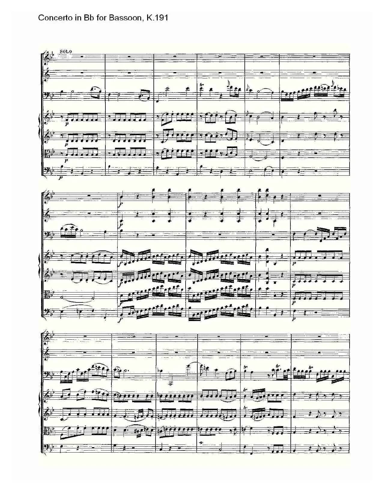 Concerto in Bb for Bassoon, K.191（降B大调大管协奏曲）