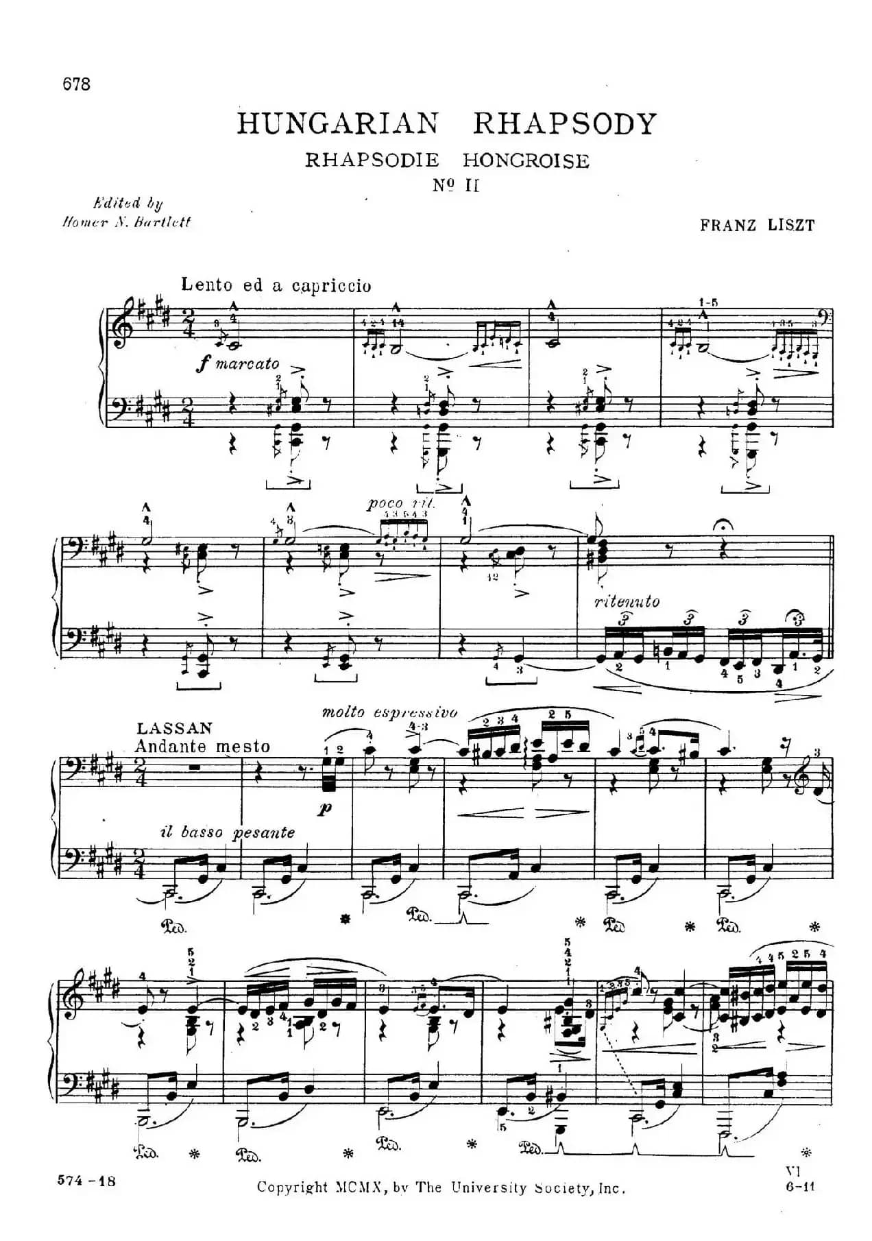 19 Rhapsodies Hongroises S.244 No.2（19首匈牙利狂想曲·第2首）